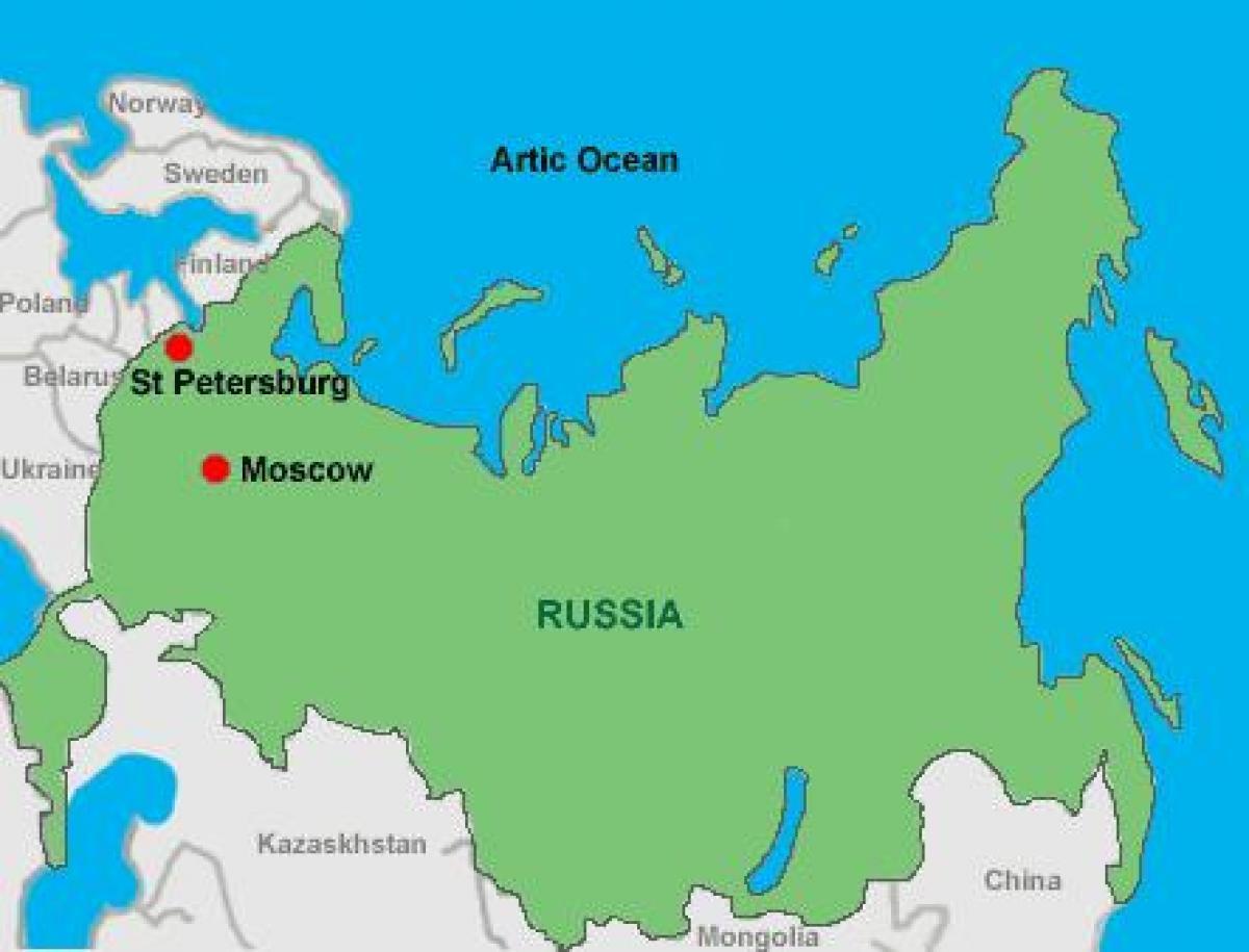 Moskva i Sankt Peterburg na karti