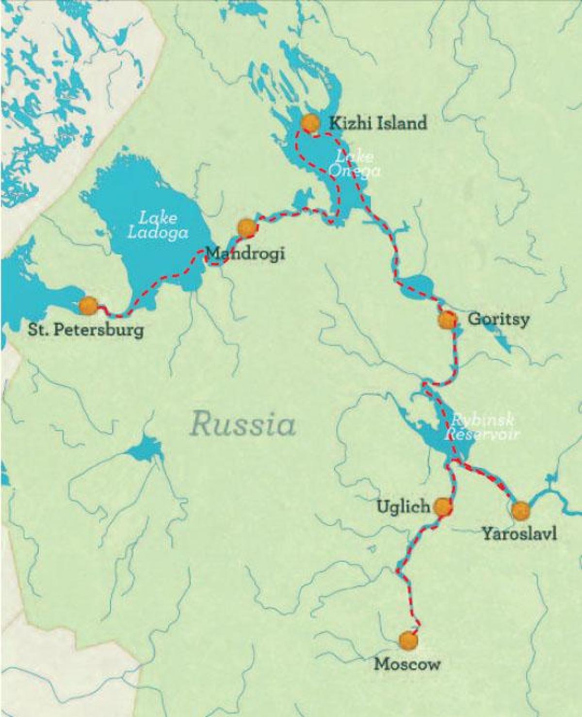 karta Sankt Peterburga u Moskvu krstarenje